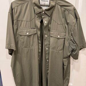 Poncho Olive Green Button-Up Shirt